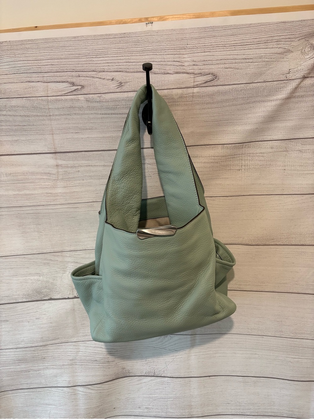 Donna Karan Mint Green Pebbled Leather Hobo Bag - Picture 7 of 11